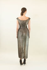 Load image into Gallery viewer, Jane Engel NY Silver Lame Dress 1940&#39;s
