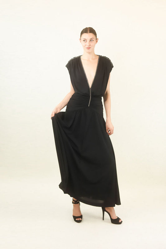 Loris Azzaro 70's Jersey Crystal Gown