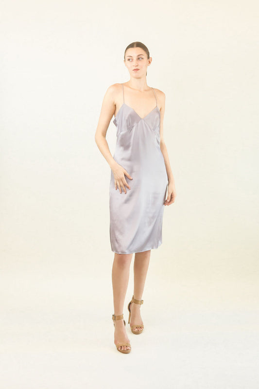 Collette Dinnigan Silver Slip Dress - The Kit Vintage