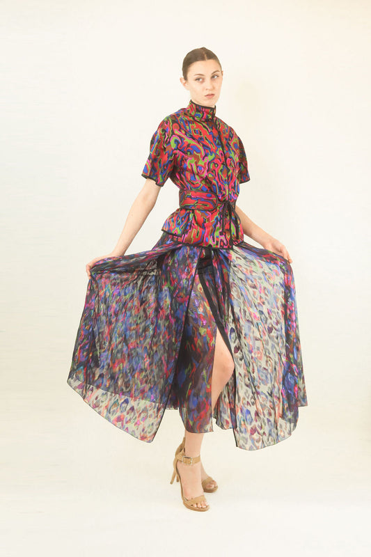 Galanos Brocade Metallic Skirt Set W/ Belt - The Kit Vintage