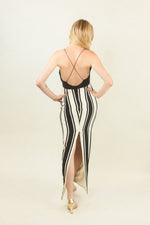 Load image into Gallery viewer, Galanos Black &amp; White Striped Slip Dress
