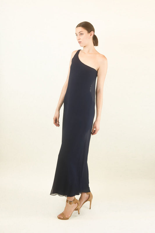 Halston Chiffon One Shoulder Gown - The Kit Vintage