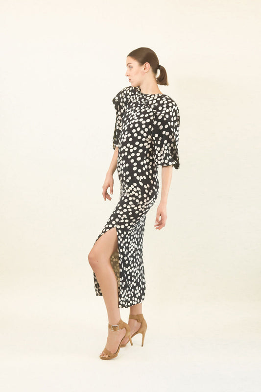 Galanos Silk Navy Polka Dot Dress - The Kit Vintage