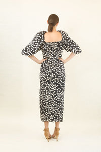 Galanos Silk Navy Polka Dot Dress