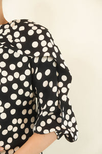 Galanos Silk Navy Polka Dot Dress